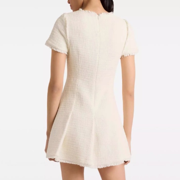 NWT Cinq a Sept Nova Tweed Fit & Flare Mini Dress - Gardenia Cream Ivory - Picture 7 of 10
